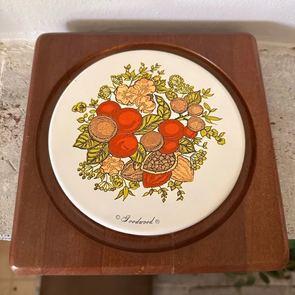 Rare Vintage Goodwood Teak Cheese Tray with Dome Lid